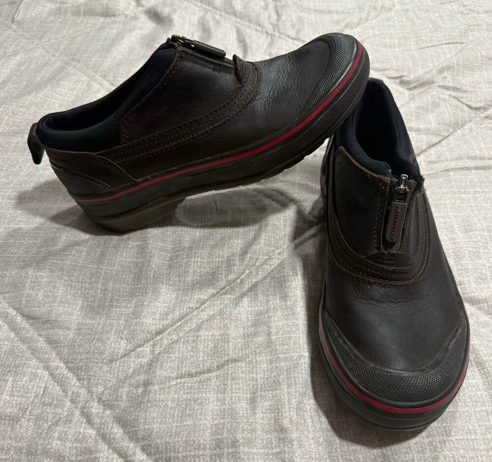 Clarks Muckers Zip Up Shoes Leather Rain Boots Ruck Womens Sz 5.5 EU 35.5 Brown